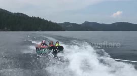 Three Girls On A Water Tube Fail