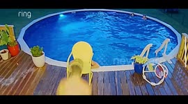 Jumping Over A Chair And Into The Pool Fail