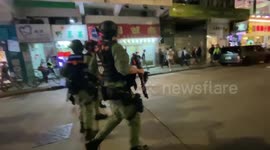 Hong Kong Police attempt to disperse protesters in Mongkok on the one year anniversary of the Prince Edward ‘attack’