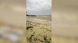 Typhoon Maysak causes choppy seas off coast of Okinawa, Japan