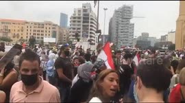 Protests in Beirut during visit of French President Emmanuel Macron