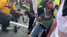 Extinction Rebellion protesters carries away by police in London