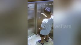 Chinese boy applies superglue on lift buttons