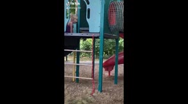 Little girl rawrs to make kids move out of her way... it works!