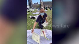 Extinction Rebellion Death Protest Outside UK Parliament