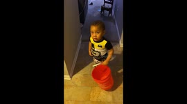 Twins and a Home Depot Bucket