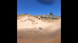 Guy Slips and Falls into Lake Michigan