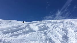 Multiple Skiing Fails including front flip and skiing downhill
