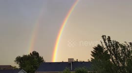 Perfect Double Rainbows Appear in Sky