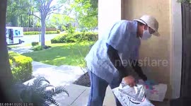 Woman fell over the dog and fails
