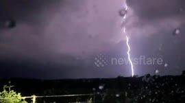 Fantastic bolts of cloud to ground lightning strike over Oklahoma during late summer storm
