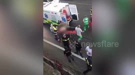 Tbilisi explosion: Injured man seen being taken into ambulance