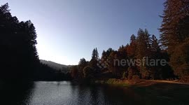 Helicopters picking up water for CZU August Lightning Complex Fire