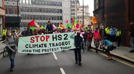 Extinction rebellion protesting agains HS2