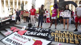 Demonstrators in New York protest City's plan for re-opening public schools