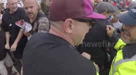 British far-right groups clash with police in Dover