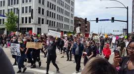 Quiet US Midwest City: Peaceful BLM March in downtown Green Bay Sunday June 7th
