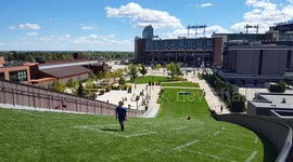 A Healthy Exercise: Running or Walking up  Ariens Hill: Green Bay WI: Lambeau Field Green Bay Packers NFL Titletown District