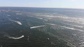 Drone footage shows hundreds of boats joining Trump Boat Parade
