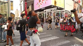 New York: Black Lives Matter demonstrators chant “If we don’t get it? Burn it down” during protest over shooting of Kawaski Trawick