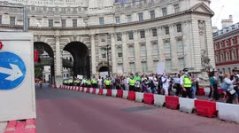 Save our children protesters march through Admiralty arch towards Buckingham palace