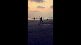 SPEAR PRO,  Spear Master playing with his Spear so easily. This is best thing you can ever see on a beach when the Sun is about to set down. Looks so amazing while one play with his spear and you praise him