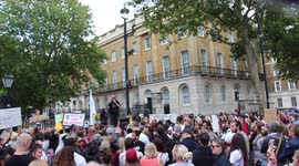 Anti covid protesters gather outside Downing Street to protest covid regulations and paedophillia