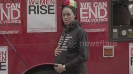 Feminist Portrait (From London's Women March/Protest) Pregnant Woman - 2k footage