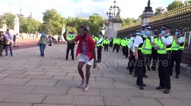 Funny dancer breaks the mold at anti-paedophile protest outside Buckingham Palace - London