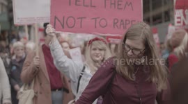 Feminist Protest in London/Women's March - Cinematic Shot