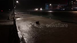 Ontario pier battered by high winds and storm surge
