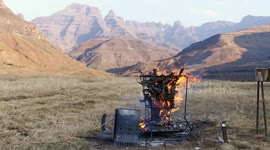 Fireplace in African mountains