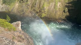 Rainbow at waterfall in Yellowstone