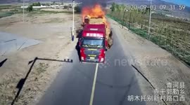 Chinese man risks own life to drive burning truck away from village