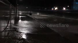 Ontario pier battered by high winds and storm surge