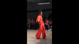 Beautiful black model on catwalk