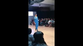 Beautiful black model on catwalk