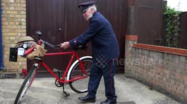 Vintage bike fan Colin Bedford turns heads in home town by cycling on old bikes in period costume