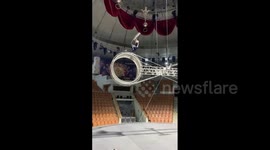 Tricks with a jump rope on the wheel of death permored by the master of sports