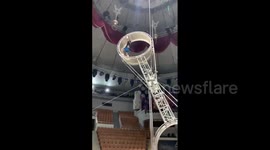 Acrobatic elements in the wheel of death performed by the master of sports