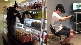 Robot stacks shelves in corner shop in Japan