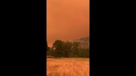 Red sky in Yosemite due to Creek Fire