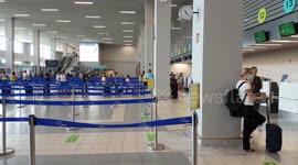 zakynthos airport awaiting checkin