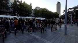 Hubdreds of people march through Nantes during a feminist protest