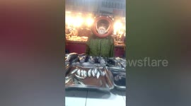 Shopper wears homemade astronaut style helmet for Covid-19 protection