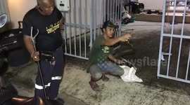 Man recreates moment python grabbed his PENIS while he sat on the toilet