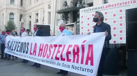 Manifestación de los hosteleros en Madrid, España