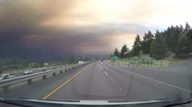 Dashcam captures sky changing colours while driving through wildfire-hit Oregon cities