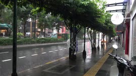 Thunderstorm and heavy rain hits Bangkok, Thailand