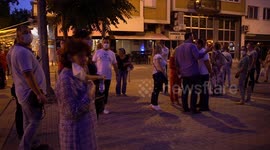 Gordana Siljanovska, former presidential candidate, takes part in protests in Macedonia
